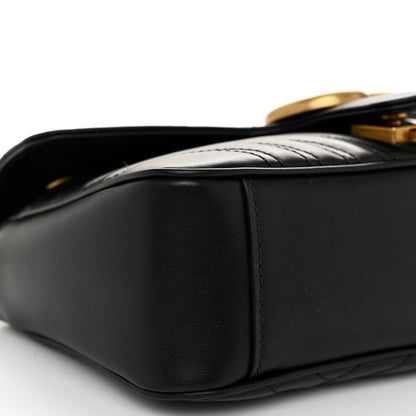 Gucci Calfskin Matelasse Small GG Marmont Shoulder Bag Black 9 of 10