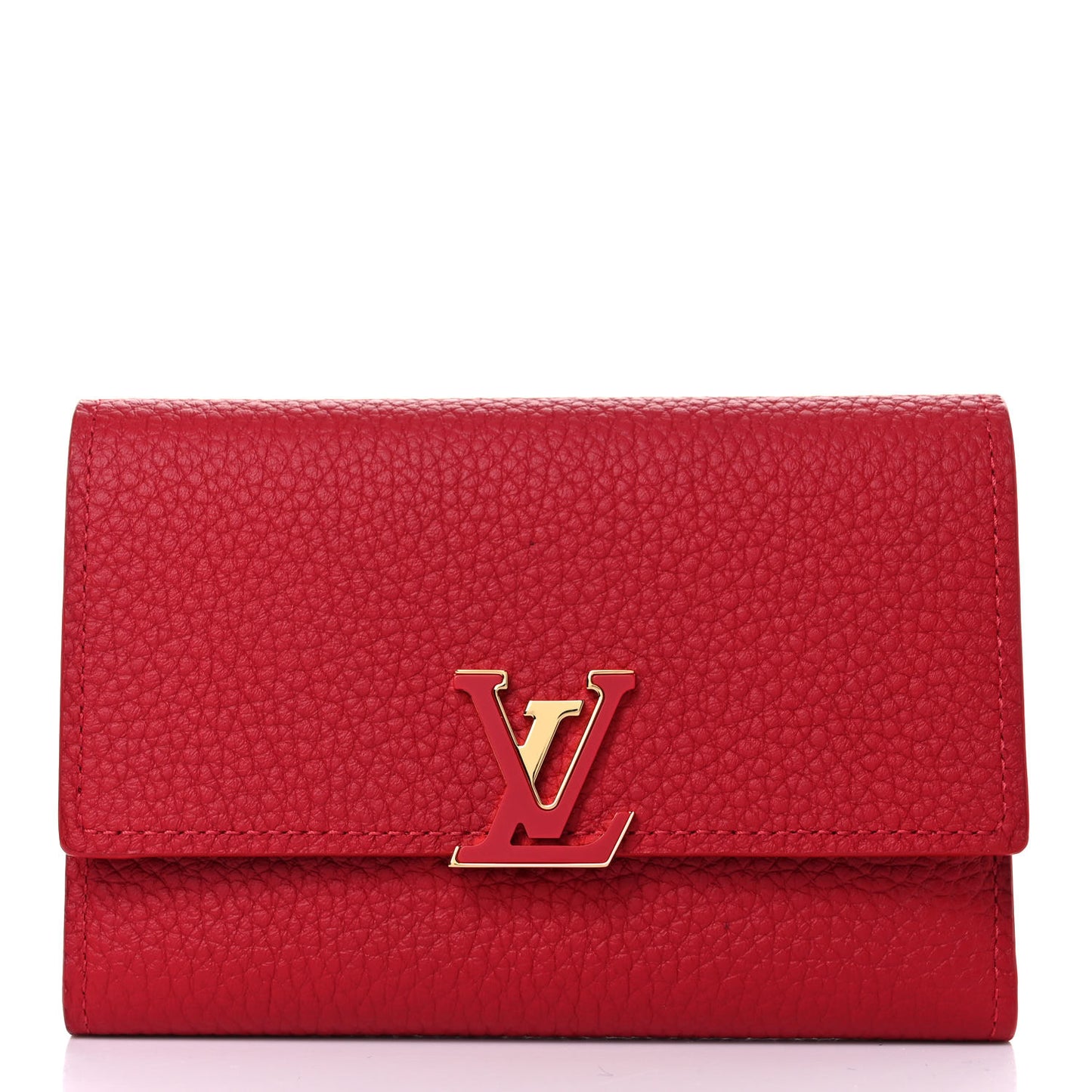 Taurillon Capucines Compact Wallet Rubis