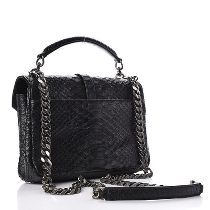 Saint Laurent Calfskin Python Embossed Monogram Medium College Bag Black 3 of 9