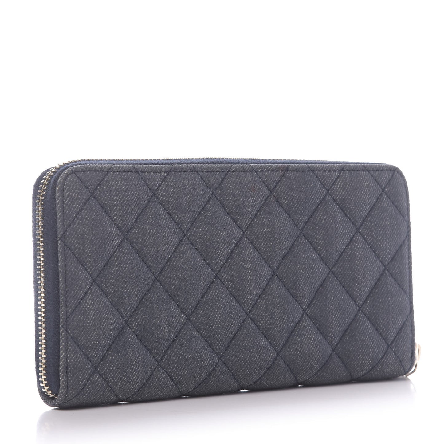 Denim Quilted Large Gusset Lucky Charms 2.55 Reissue Zip Around Wallet Bleu Fonce