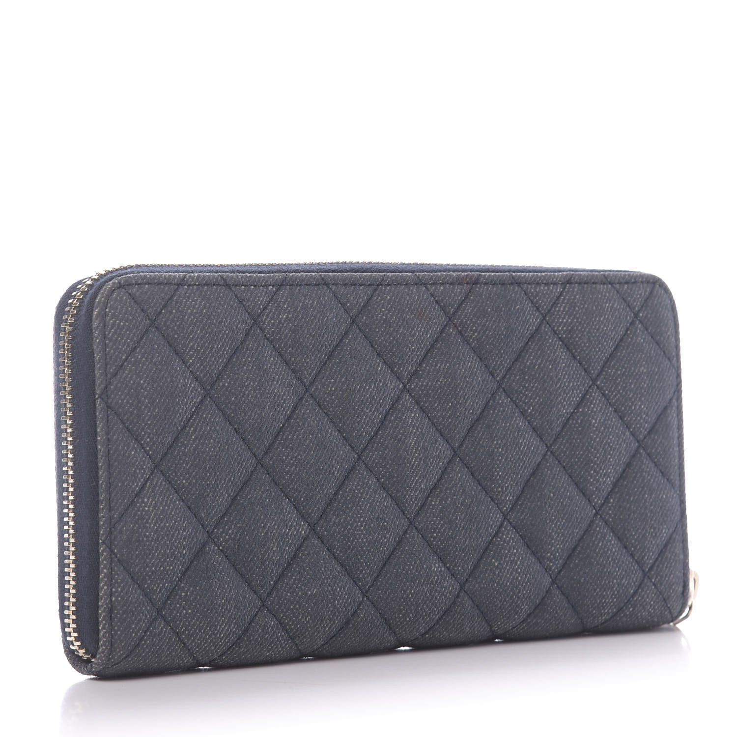 Chanel Denim Quilted Large Gusset Lucky Charms 2.55 Reissue Zip Around Wallet Bleu Fonce 2 of 10