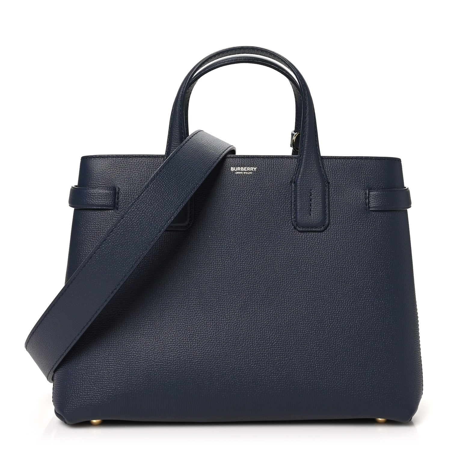 Burberry Derby Calfskin Vintage Check Medium Banner Tote Regency Blue 1 of 9