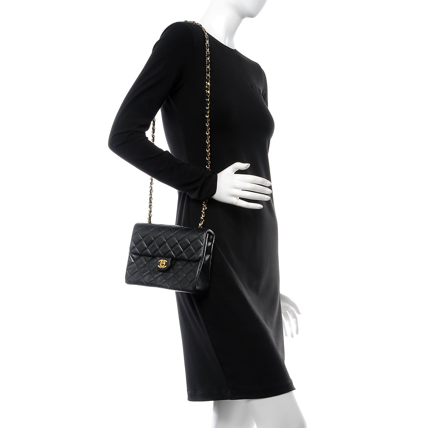 Chanel Lambskin Quilted Mini Square Flap Bag Black 2 of 10