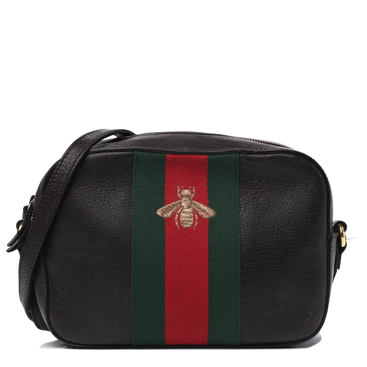 Calfskin Web Small Webby Bee Shoulder Bag Black
