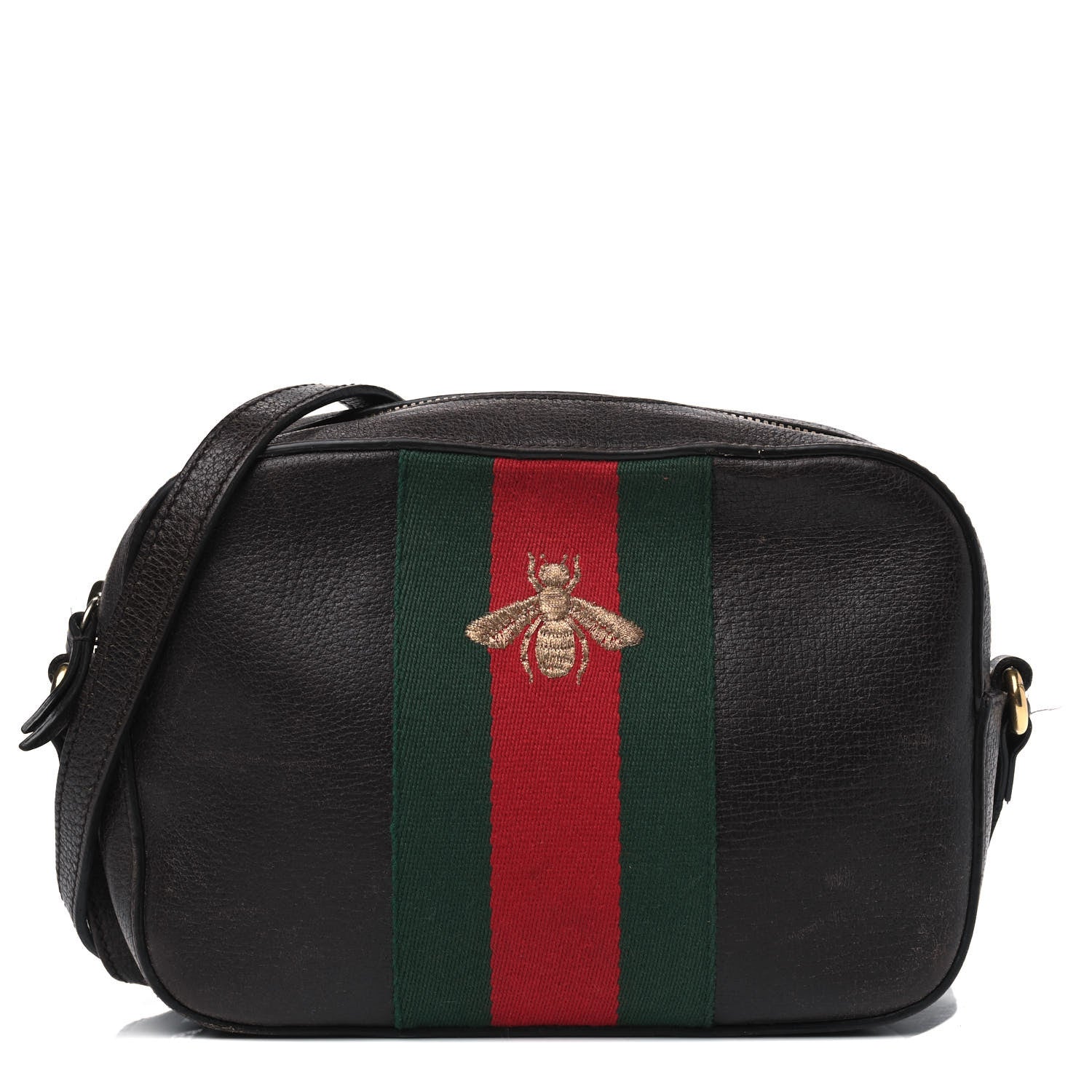 Gucci Calfskin Web Small Webby Bee Shoulder Bag Black 1 of 12