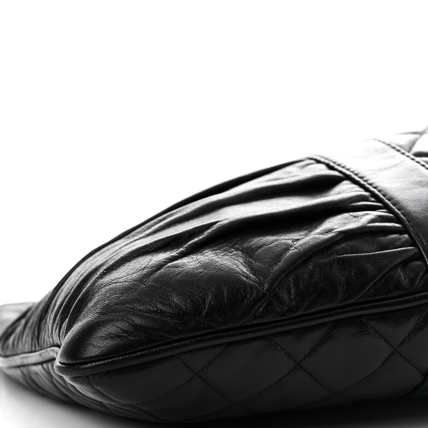 Chanel Lambskin Quilted Pile Ou Face Drawstring Bag Black 8 of 11