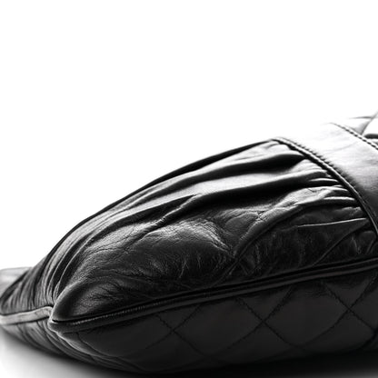 Chanel Lambskin Quilted Pile Ou Face Drawstring Bag Black 8 of 11