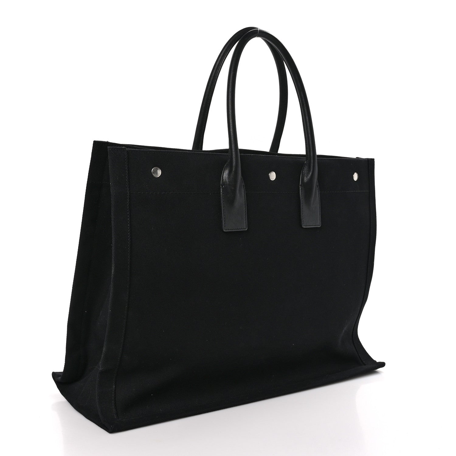 Saint Laurent Linen Calfskin Rive Gauche Tote Black 3 of 10