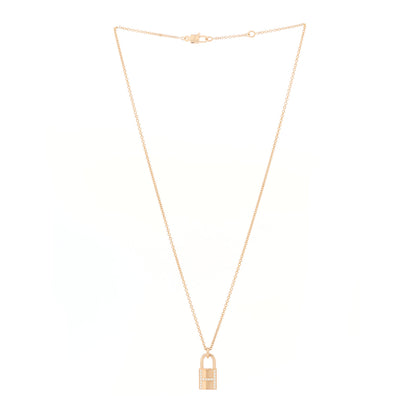 Hermes 18K Rose Gold Diamond Amulettes Cadenas Pendant Necklace 3 of 5