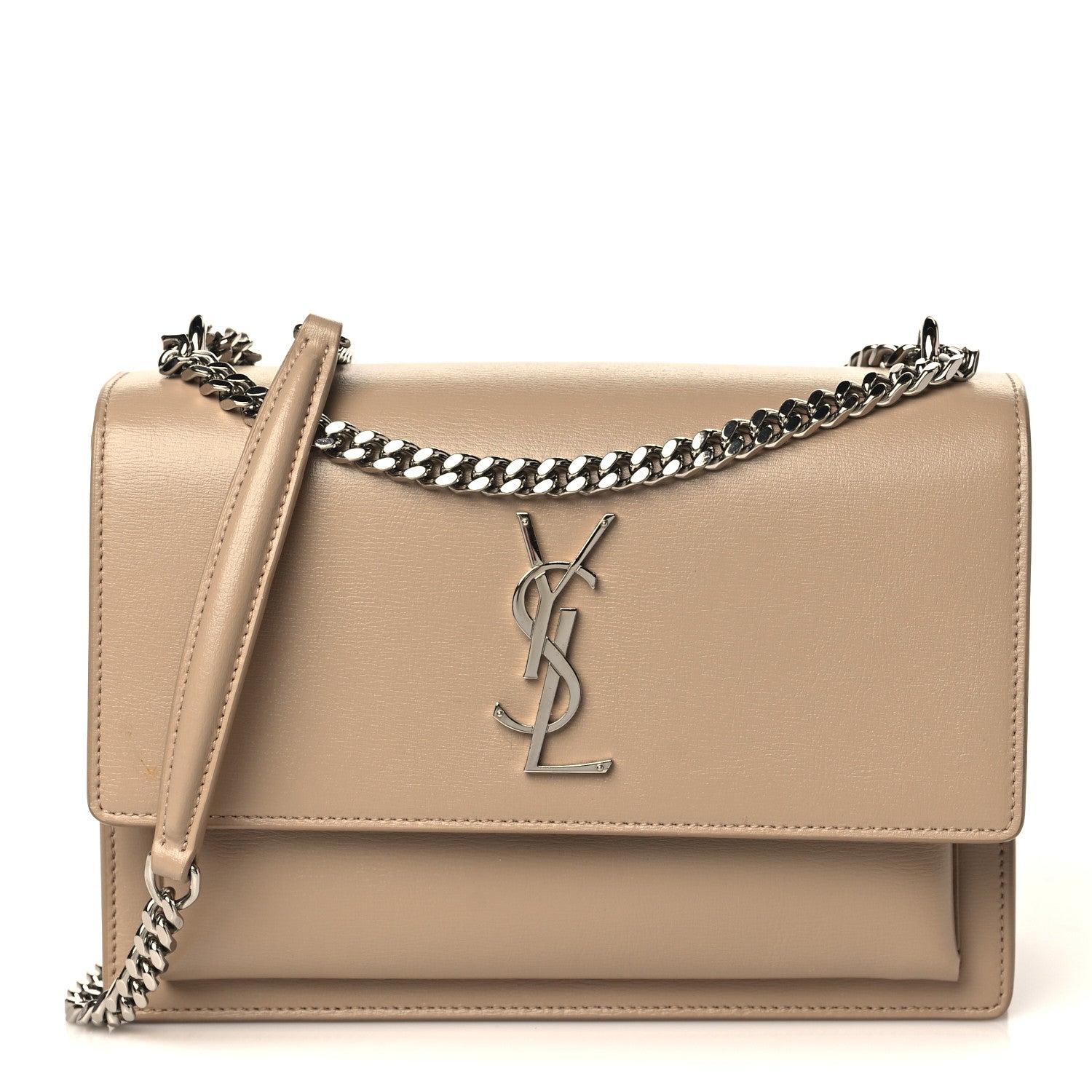 Saint Laurent Calfskin Medium Monogram Sunset Dark Beige 1 of 9