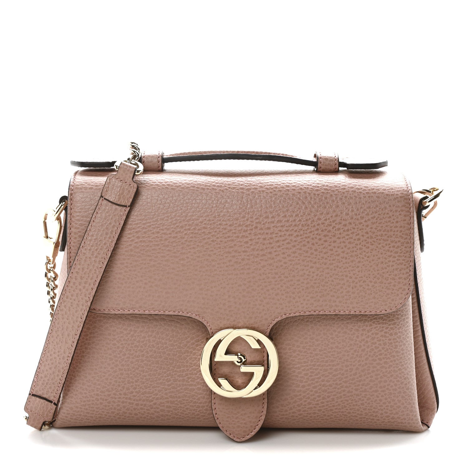 Gucci Dollar Calfskin Interlocking G Top Handle Shoulder Bag Soft Pink 1 of 10