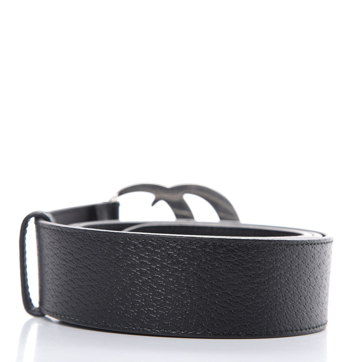 Textured Dollar Calfskin Nickel Double G 40mm Belt 95 38 Black