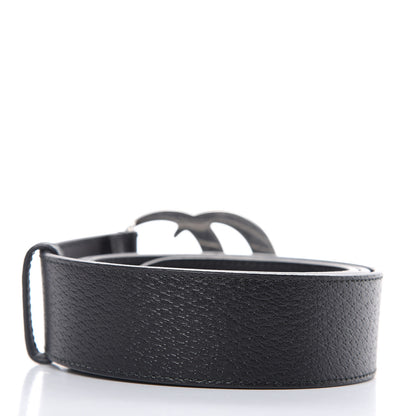 Gucci Textured Dollar Calfskin Nickel Double G 40mm Belt 95 38 Black 3 of 6