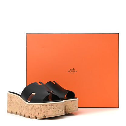 Hermes Calfskin Cork Eze 30 Sandals 36 Black 9 of 9