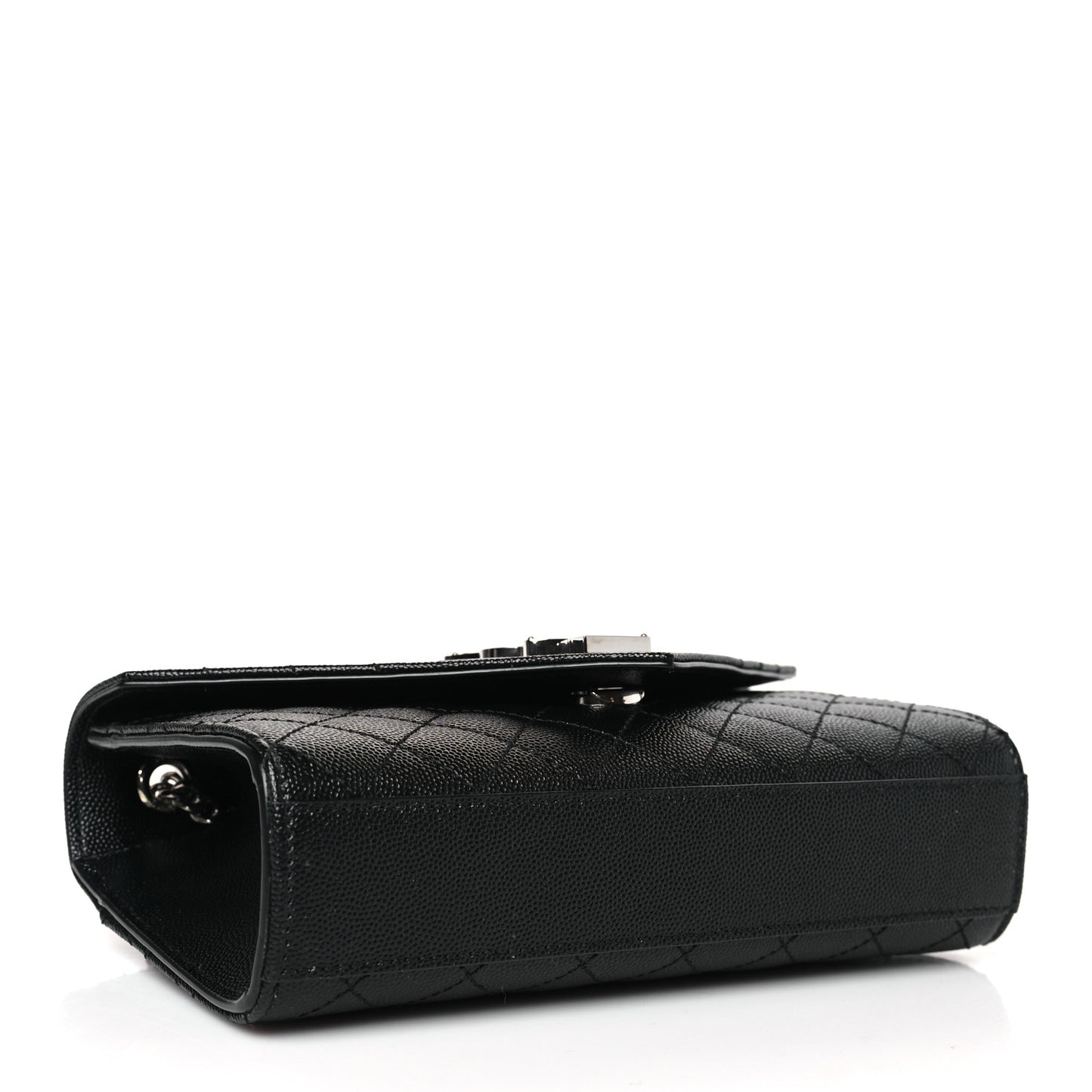 Grain De Poudre Textured Mixed Matelasse Triquilt Small Monogram Satchel Black