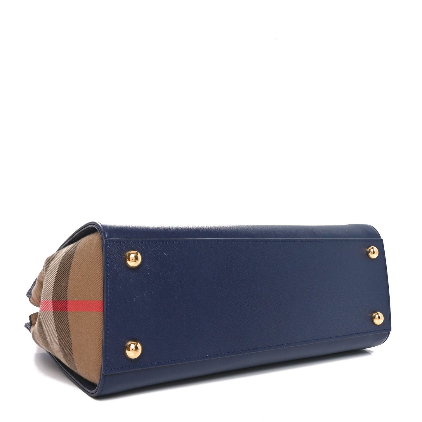 Calfskin Mega Check Small Banwell Tote Dark Canvas Blue