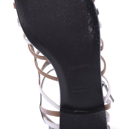 Hermes Calfskin Rapido Sandals 39 Palissandre White Black 6 of 7