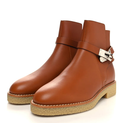 Hermes Heritage Calfskin Follow Ankle Boots 37 Naturel 3 of 7