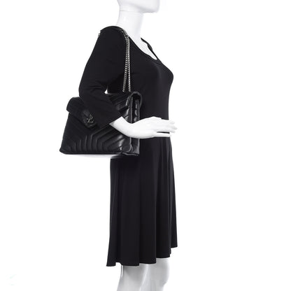 Saint Laurent Calfskin Y Quilted Monogram Medium Loulou Chain Satchel Black 2 of 11