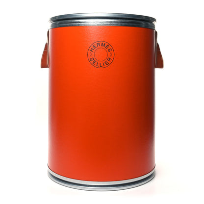 Hermes Kraft Paper Metal Canvas Saddle Box Orange 1 of 11