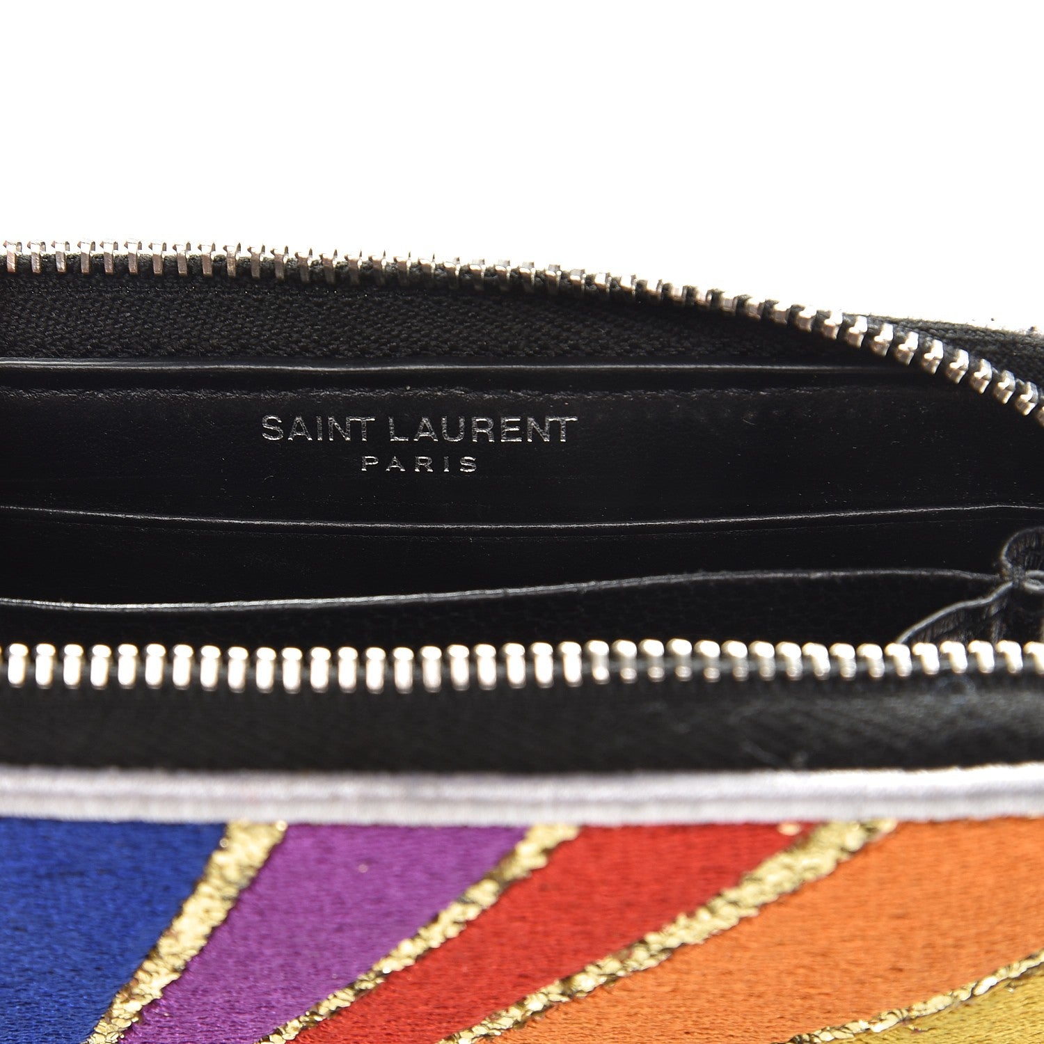 Saint Laurent Calfskin Sequin Paris Rainbow Key Ring Coin Pouch Multicolor 6 of 7