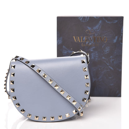 Valentino Garavani Vitello Mini Rockstud Halfmoon Saddle Bag Grey Blue 10 of 10