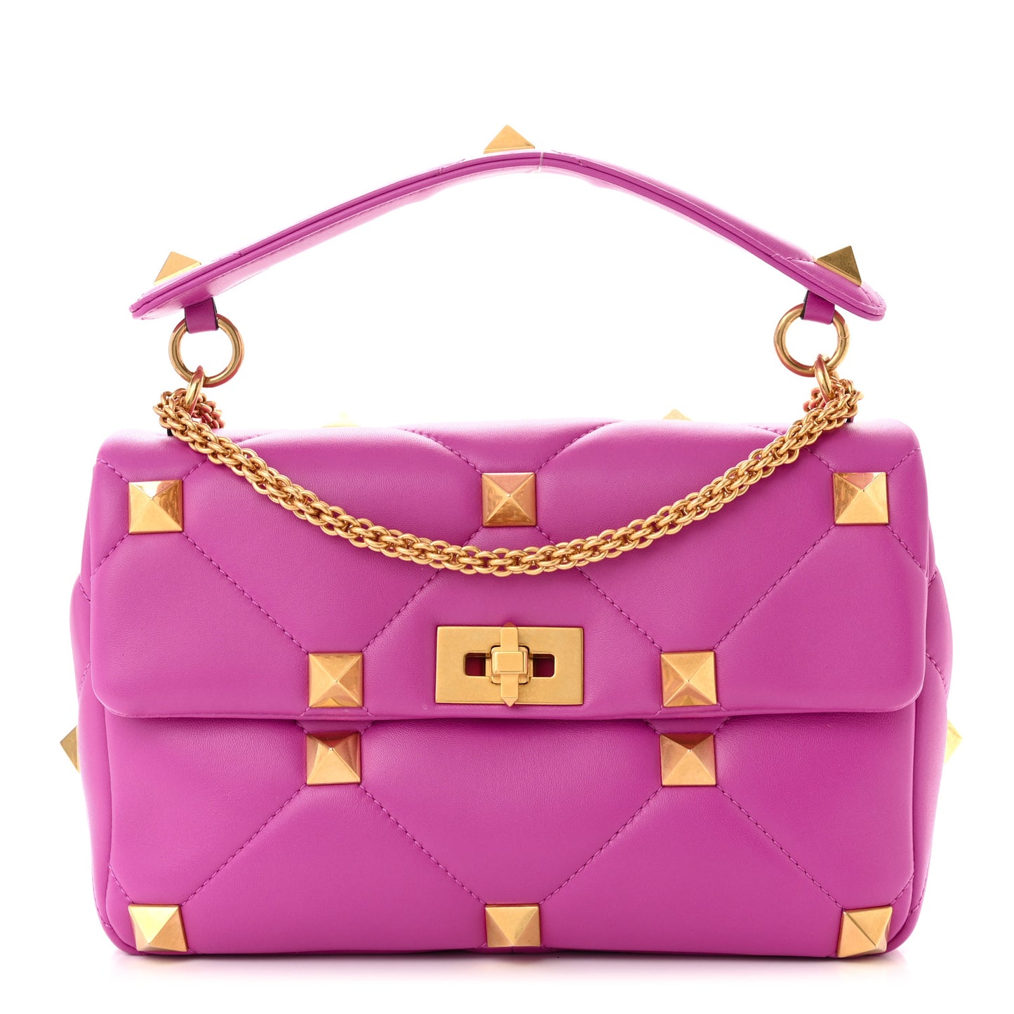 Nappa Large Roman Stud Shoulder Bag Radiant Orchid
