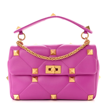 Valentino Garavani Nappa Large Roman Stud Shoulder Bag Radiant Orchid 1 of 10