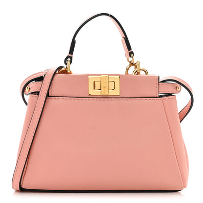 Fendi Shiny Nappa Micro Peekaboo Iconic Satchel Pink 1 of 11
