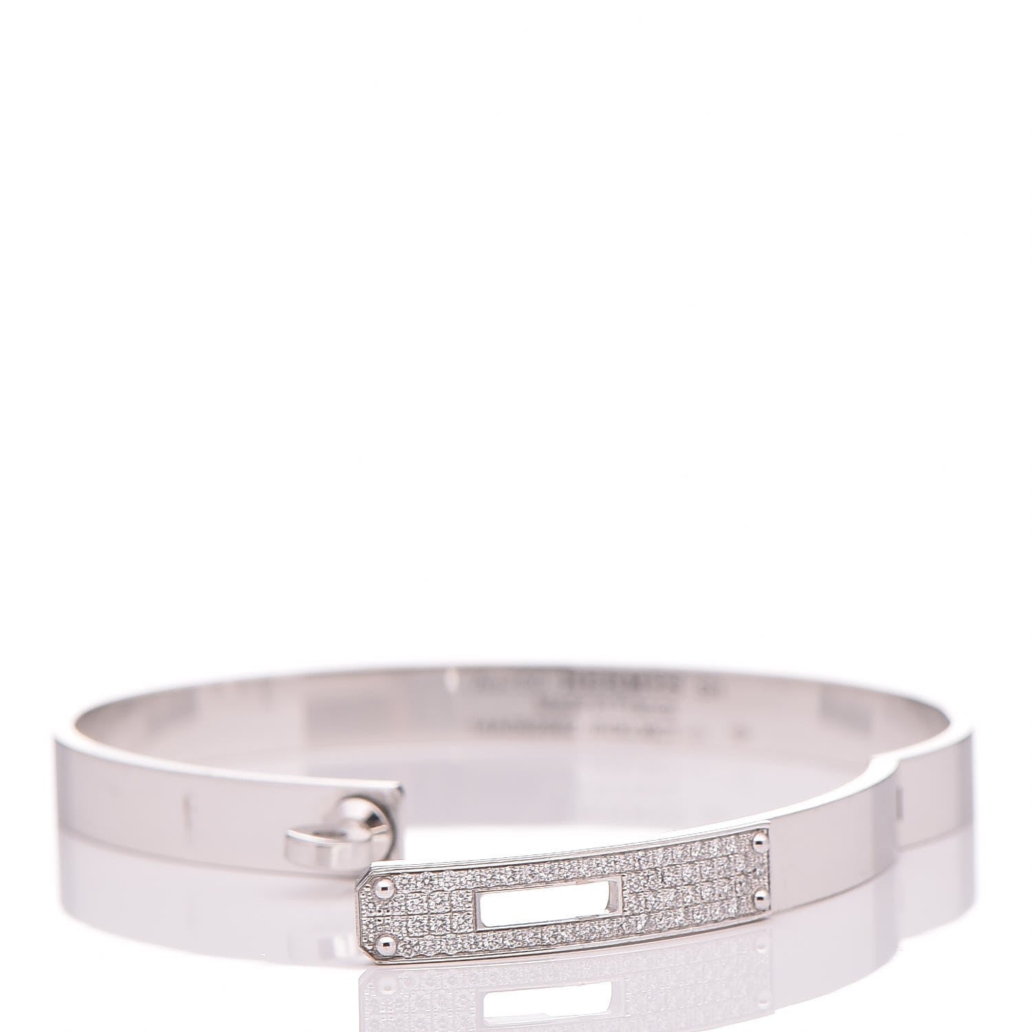 Hermes 18K White Gold Diamond PM Kelly Pave Bracelet SH 4 of 6