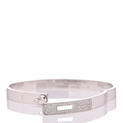 Hermes 18K White Gold Diamond PM Kelly Pave Bracelet SH 4 of 6