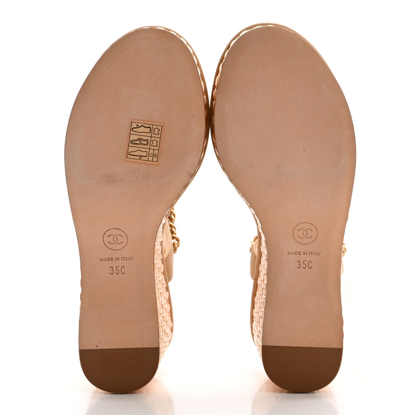 Lambskin Chain Platform Sandals 35 Beige