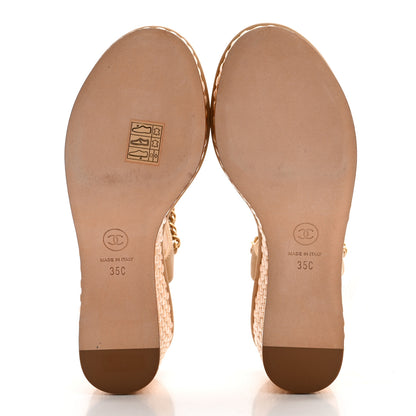 Chanel Lambskin Chain Platform Sandals 35 Beige 5 of 8