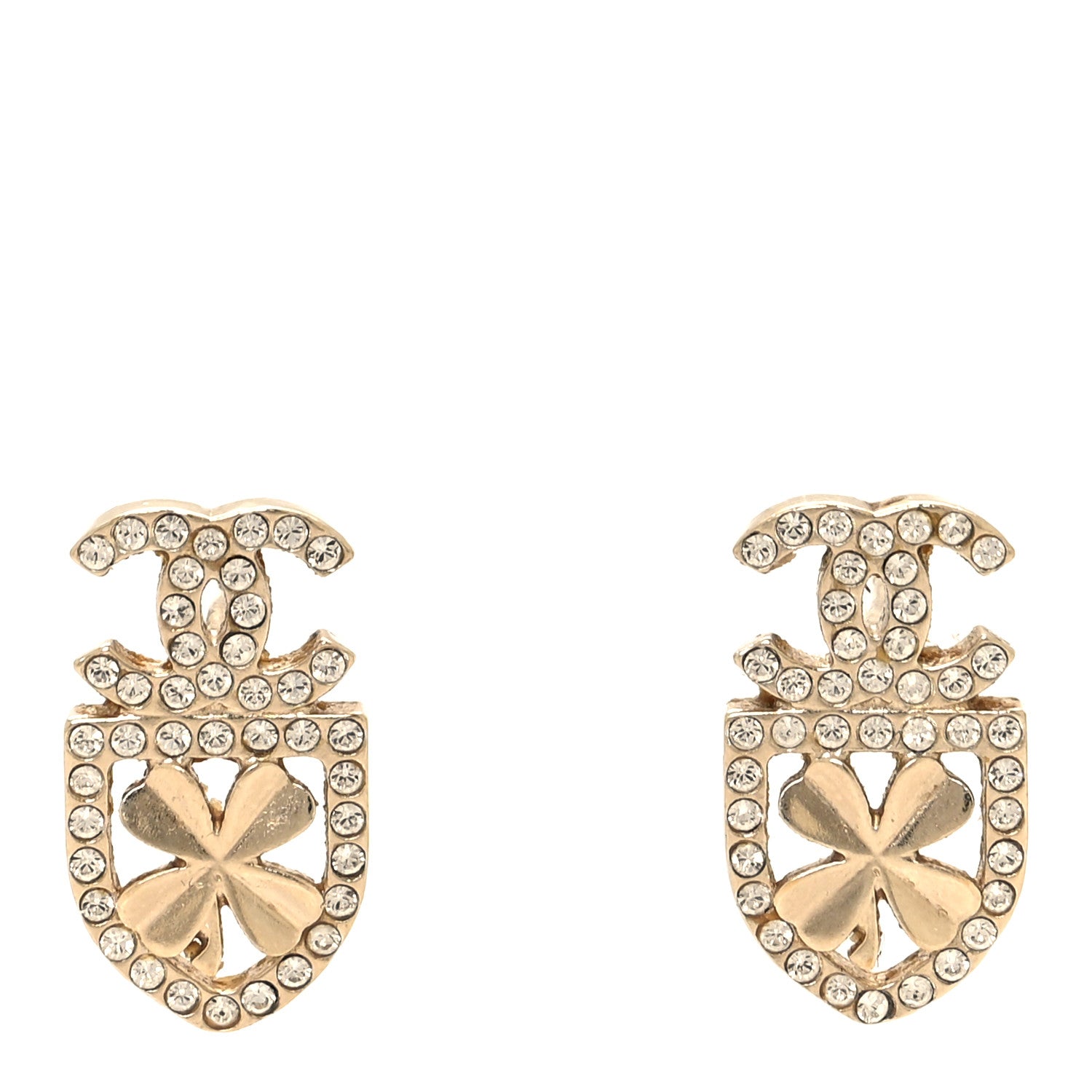 Chanel Crystal CC Sergeant Chanel Earrings Gold 1 of 4