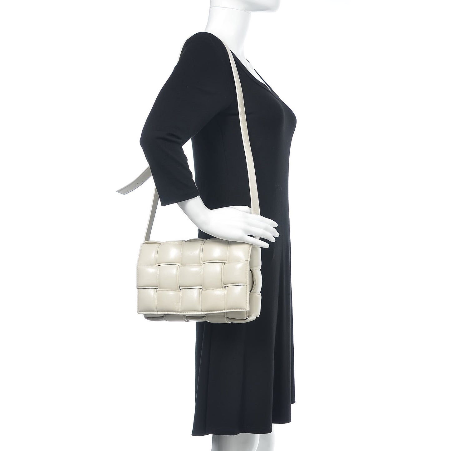 Paper Calfskin Maxi Intreccio Padded Cassette Crossbody Bag White