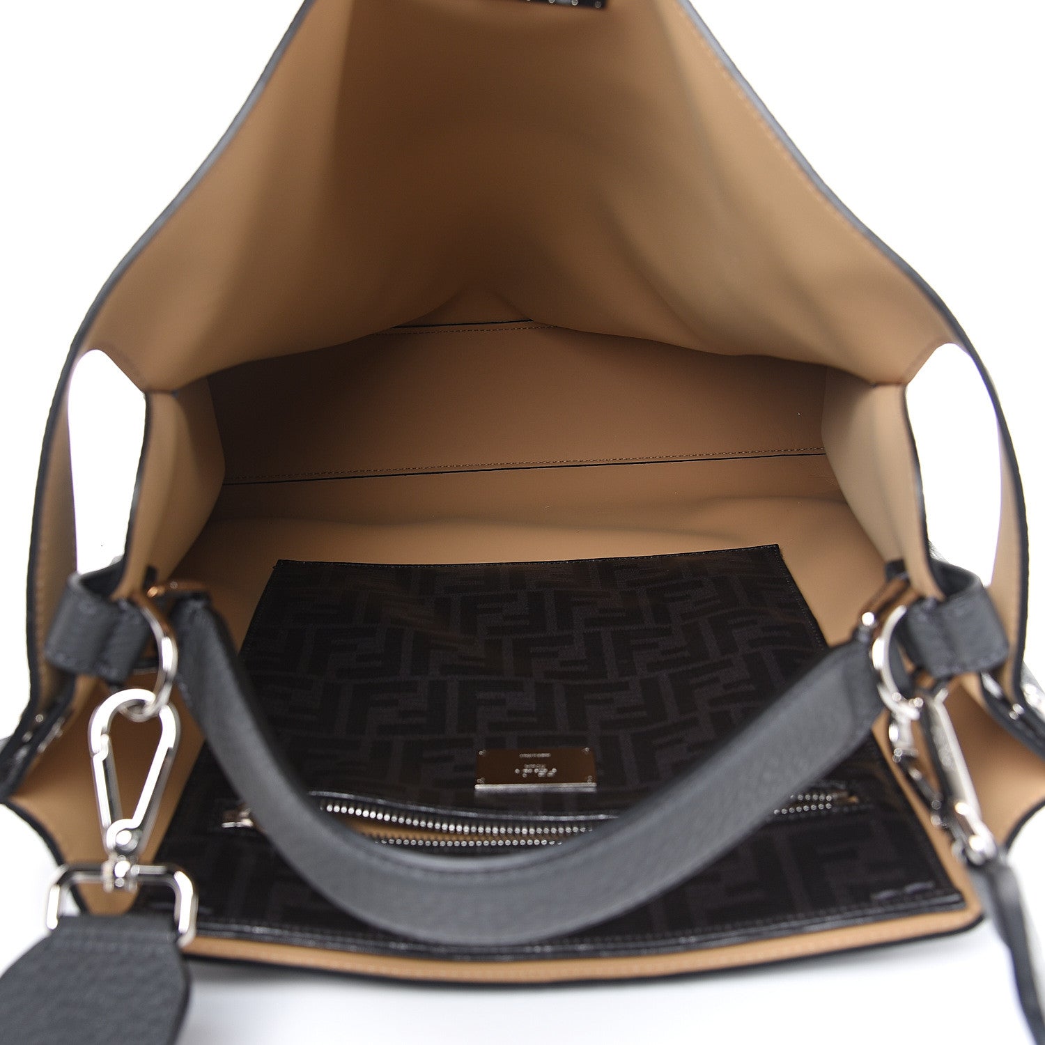 Fendi Cuoio Romano Glazed Fabric FF 1974 Peekaboo X-Lite Fit Asfalto Mou Black 4 of 7
