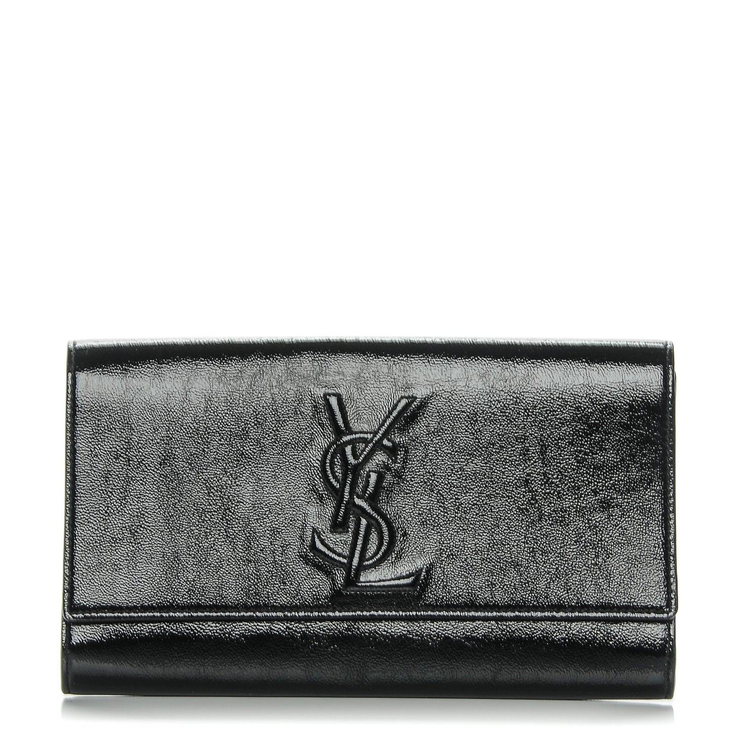 Textured Patent Monogram Large Belle De Jour Clutch Black