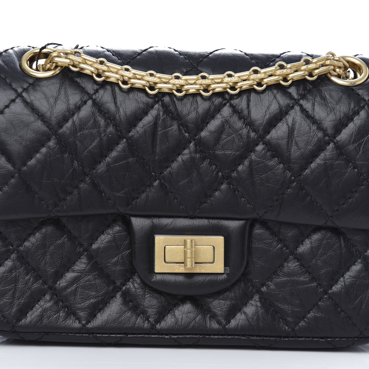 Aged Calfskin Quilted 2.55 Reissue Mini Flap Black