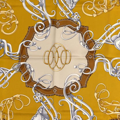 Hermes Silk Lift Profile Scarf 90 Acajou Creme Moutarde 2 of 4