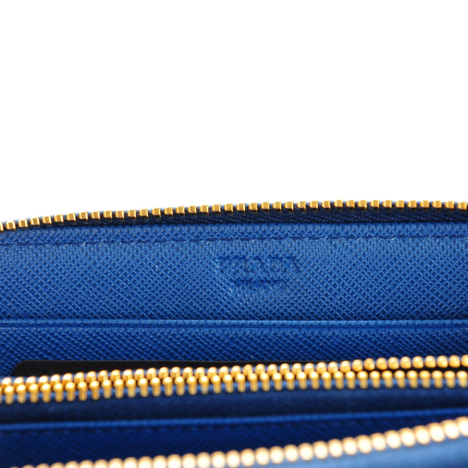 Prada Saffiano Stripe Zip Around Wallet Azzurro Bluette 7 of 8