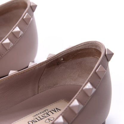 Valentino Garavani Calfskin Lacquered Monochrome Rockstud Ballerina Flats 36.5 Poudre 11 of 12