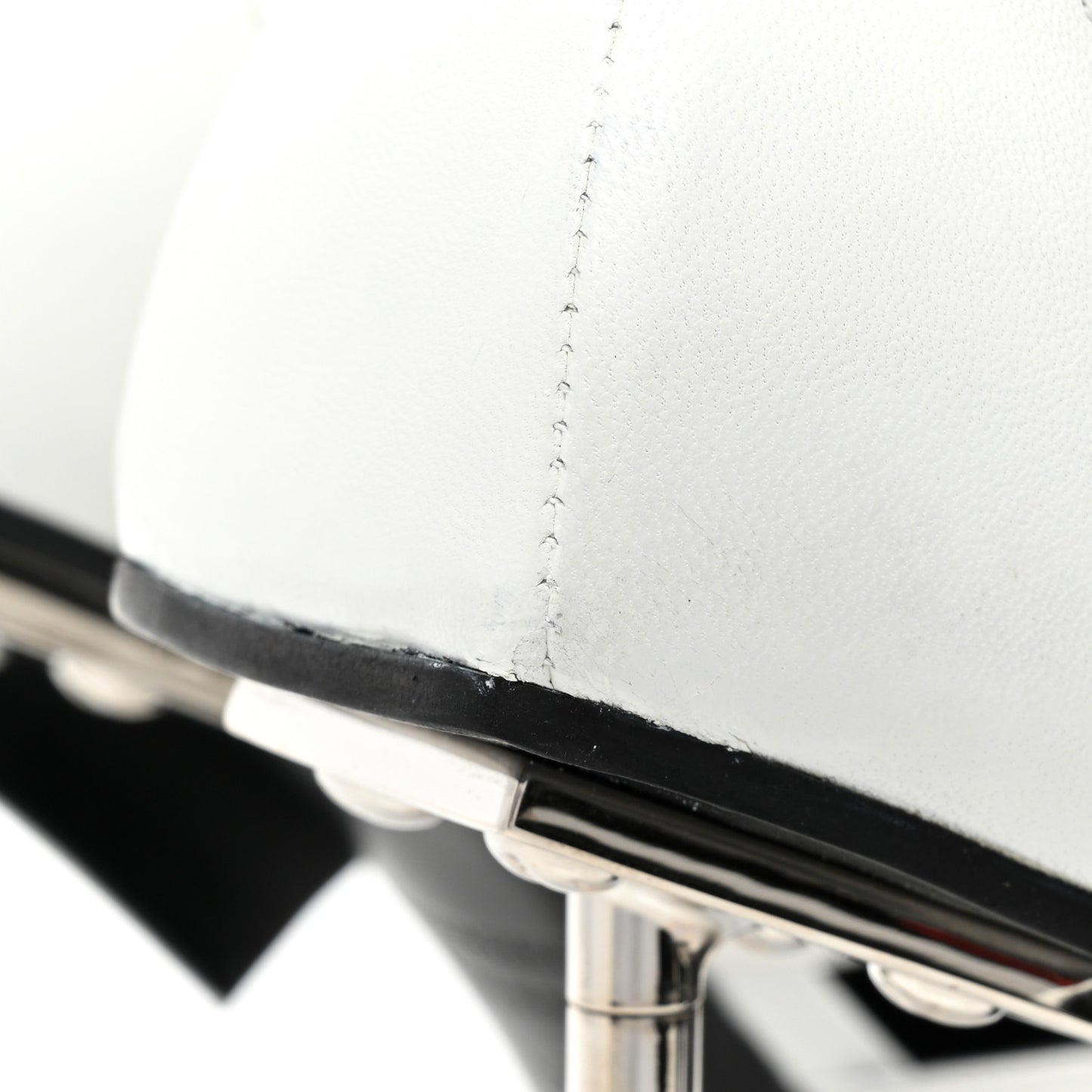 Shiny Kidskin Point Toe Buckle Pumps 38 White