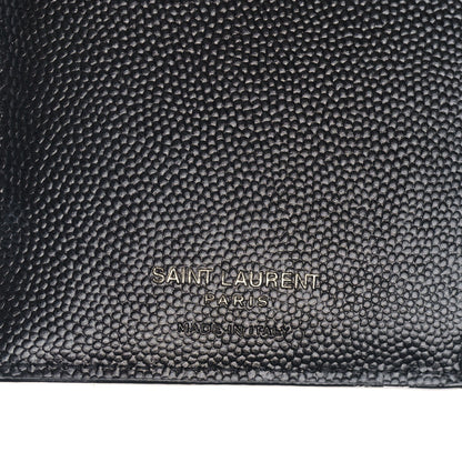 Saint Laurent Grain De Poudre Matelasse Chevron Cassandre Fragments Zippered Bi-Fold Wallet Black 6 of 9