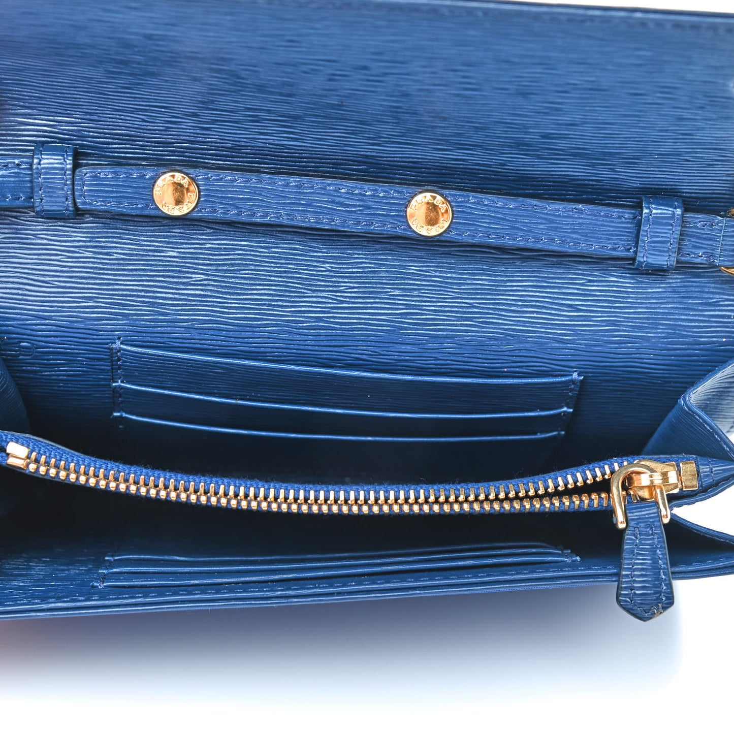 Saffiano Canapa Chain Wallet Cobalto