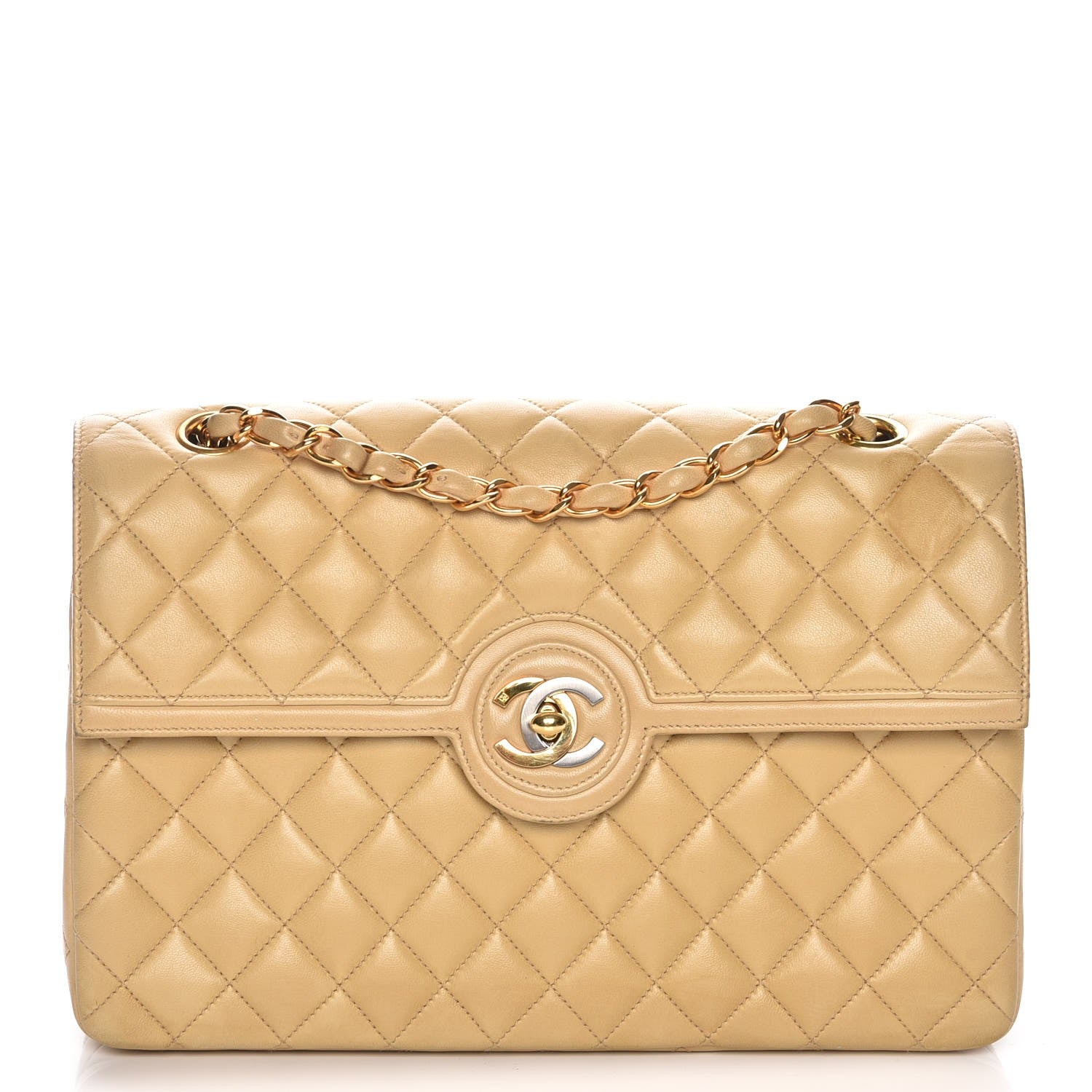 Chanel Lambskin Quilted Medium Single Flap Beige 1 of 13
