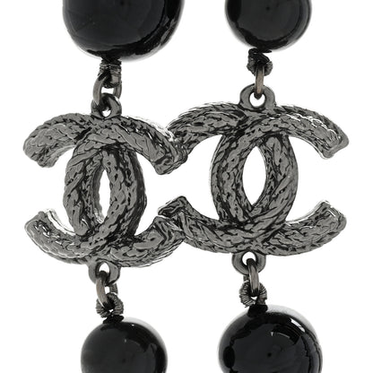 Chanel Ruthenium Pearl Beaded CC Long Necklace Black 4 of 7