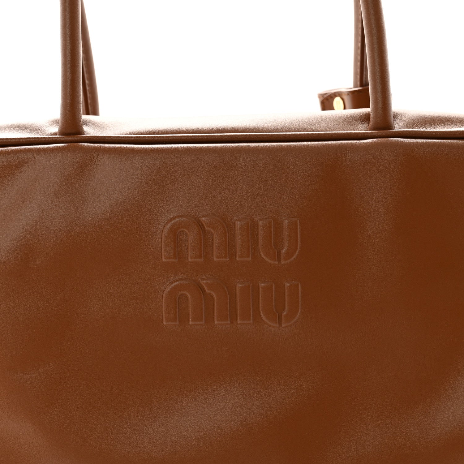 Miu Miu Soft Calf Softy Beau Top Handle Bag Cognac 7 of 10