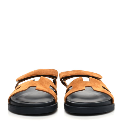 Hermes Suede Goatskin Womens Chypre Sandals 38.5 Naturel 2 of 9