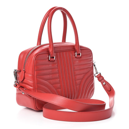 Prada Soft Calfskin Impunture Diagramme Top Handle Crossbody Bag Rosso 3 of 10