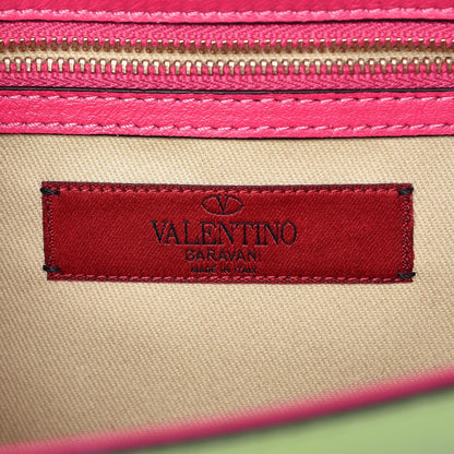 Valentino Garavani Vitello Tri-Color Medium Glam Lock Rockstud Flap Pop Gardenia Pop Apple Pop Fuxia 6 of 7